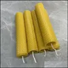 Bougies 5pcs / set diamètre 35cm hauteur 195cm cire d'abeille jaune naturelle bougie roulée à la main bricolage miel longue tige abeilles cire nid d'abeille goutte Dhi0U