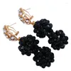 Necklace Earrings Set ACZUV Black Crystal Beaded African Wedding Beads Nigerian Bridal Party 10C-3PH003