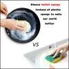 Sponges Scouring Pads 2Pcs Eco Friendly Natural Loofah Kitchen Sponge Mtilayer Organic Vegetable Scrubber Anti Oil Dish Bowl Pot C Dhvb0