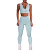 Pontas de duas peças femininas 2 roupas de exercícios para mulheres tanques de nervuras de altas cintura de cintura de alta cintura usam roupas esportivas vestem roupas de fitness