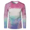 Fashion Sublimation T Shirt Blanks Spring Autumn Long Sleeve Tshirt Polyester Hoodies Faux Bleached Adult Kids for Custom Logo b1028