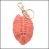 Keychains Lanyards Leaf Weaving Rainbow Keychains For Women Boho Handmade nyckelh￥llare Keyring Rame Bag Charm Car Hanging Jewelry 6 DHI23