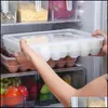 Storage Boxes Bins 34 Grids Plastic Egg Storage Box Portable Food Container Refrigerator Tray Holder With Lid Kitchen Tool 211102 Dh3Xw