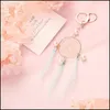 Keychains Lanyards DHS Pearl Feather Key Chains Holder Dreamcatcher Pendants Car Keychain Keyrings for Girls 여성 가방 교수형 FAS DHCBK