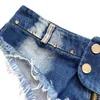 Kvinnors denim shorts ￶ppna f￶r att visa rumpa blixtl￥s design jean byxor mager heta byxor l￥g midje klubb bl￥ f￤rg sexiga jeans hbp