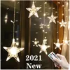 Cordes Lumières de Noël Étoile LED Guirlande Rideau Fée Chaîne Extérieure Intérieure Pour La Maison Chambre Jardin Fête De Mariage Décoration