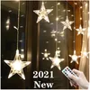 Strings Christmas Lights Star LED Garland Curtain String Fairy Outdoor Indoor para decoração de casamento para festas de jardim de quarto de casa