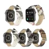 Plädmönster Apple Watch Band 40 mm 44 mm 42 mm 38 mm Armbandsarmband i äkta läder för Iwatch Series 7 6 Se 54