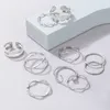 Neue Trendy Sivler Farbe Wafer Öffnung Ring Sets Einfache Stil Welle Geoemtry INS Party Schmuck 10 teile/sätze
