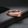 Wedding Rings Yellow Crystal For Women Princess Cut Orange Engagement Ring Rose Gold Color Vintage Style Jewelry Dropship R125