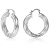 Pendientes de aro de 30mm con textura de oro/plata para mujer, encantador regalo de joyería para fiestas y banquetes