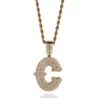 A-Z Spike Letters Pendant Charm Men' Women Zircon Hip Hop Jewelry With 3MM 24inch Gold Silver Rose Gold Rope Chain