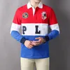 A1114 New Cotton Contrast ng Polo Camicia da uomo a maniche lunghe Tendenza moda Città europee e americane Sport per il tempo libero S-5xl Lo