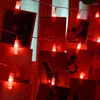 سلاسل بو مقطع سلسلة الأضواء الجنية مع مقاطع لتعليق صور غرفة نوم جدار ديكور ديكور عيد الميلاد المنزل