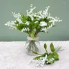 Flores decorativas 1 manojo de 6 ramitas de lirio artificial, ramo de flores del valle, decoración del hogar, decoración romántica del banquete de boda blanca