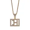 Topling Hip Hop A-Z Letters personalizados Colar pingente Bling 18K Real Gold Plated Jewelry