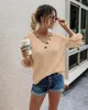 Women's Sweaters Brand Autumn Winter Sweater Fashion V Neck Drop Shoulder Long Sleeve Pullovers Buttons Ladies Knitting Shirt
