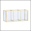 Storage Boxes Bins Gold Glass Makeup Brush Holder Storage Container Ring Earring Clear Decorative Pen Pencil Beauty Display 211102 Dhxef