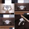 Anneaux de mariage Anneaux de mariage Recommandation Amour Étincelant Zircon Dames Bague Coeur De Pêche Mode Cadeau De Bal Bijoux De Mariage Brit22 Dro Dhtew