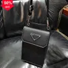 Luxury Designer Handbag 2022 Versatile Black Small Square Leather Mobile Phone Bag Single Shoulder Messenger Bag Mens and Womens Universal Factory Direct Sale