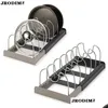 Supports de stockage Racks Porte-couvercles de casseroles extensibles Porte-couvercles à vapeur polyvalents Porte-verres Porte-assiettes flexibles Organisateur de cuisine Stor Dhk5H