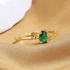 Wedding Rings Inlaid Green Zircon Bridal Engagement Jewelry Elegant Square Emerald Ring For Women Fashion Gold Color