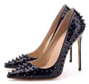 High Heels For Women Luxurys designers Dress shoes Classic Rivets Styles woman Stiletto 6 8 10 12CM Genuine Leather Point Toe Pumps Office shoes size 35-44