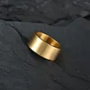 Cluster Rings 10mm Simple Inner Outer Flat Matte Brushed Ring Men Women Punk Hip Hop Steel Black Gold Stainless Steel Bracelet Jew255p