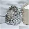 Wedding Rings Wedding Rings Big Sier Color Band Ring With Bling Zircon Flower Stone For Women Engagement Fashion Jewelry 2022 Drop De Dhehr