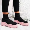 Boots 2022 Autumn Winter New Ankle Knitted Net Red Couple Elastic Socks Shoes Casual Warm Comfort Slip-on Platform Women's Y2210