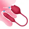 Massager Sex Toy Vibrator 2022 Clitoris Stimulator Orale tong likken met dildo stuwkracht vibrerende ei -vrouwelijke roos voor dames25564141