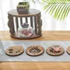 Maty stołowe 4-częściowy zestaw kreatywne drewniane kubki okrągłe oporne na biurę mat wysokiej jakości rzeźbione kubki miski herbaty miski