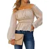 Dames blouses zomer elegant dames shirt chiffon solide tops mode lantaarn mouwen dame losse top casual blouse kleren