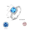 European Fashion Luxury Synthetic Sapphire S925 Silver Ring Women Jewelry Micro Set Zircon Fine Ring Temperament Accessories Gift