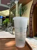 Deusa da sereia Starbucks 24oz/710ml canecas plásticas copos reutilizáveis ​​bebidas altas claras da forma de pilar de pilar de pilar de palha