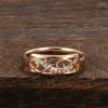 Wedding Rings Design 585 Rose Gold Ring Hollow gesneden patroon voor vrouwen Vintage Fine Mother's Day Gifts Accessoires