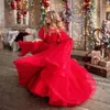 Red Dot Flower Girls Dresses Half Sleeves Child Christmas Party Gown Polka-Dot Tulle Toddler Birthday Wears 326 326