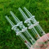Quartz Nectar Collector Kit Dabbing Smoking Nail 5.9 Inch One Piece Mini Threaded Diamond Knots Dab Straw with Colored Glass Terp Pill Pearl Inside YAREONE Wholesale