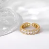 Cluster Rings 18k Gold Plated Cooper Full Shiny Zircon For Women Unique Adjustable Open Design CZ Finger Jewelry