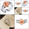 Wedding Rings Wedding Rings Rose Flower Carving For Women Fashion Jewelry Antique Sier Color Engagement Female Anelwedding Brit22 Dr Dh8Kp
