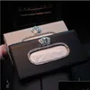 Tissue Boxes Napkins Fashion Crown Crystal Car Tissue Box Sun Visor Leather Bag Sunvisor Hanging Holder Case Napkin For Accessorie Dhcac