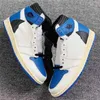 2021 Retro Authentic 1 Travis Scotts Fragment Man Dress Shoes High Low OG 1s SP TS Cactus Jack Military Blue SB PlayStation Sports Sneakers
