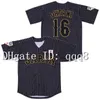 Proword Air01 Najwyższej jakości Japan Samurai 16 Shohei Ohtani Black White Stripe Pinstriped Hokkaido Nippon Ham Fighters Film 100% zszyty baseball