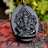 Naszyjniki wisiorek upuść obsydian słonia ganesha amulet z łańcuchem błogosławieństwo szczęśliwe wisiorki