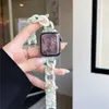 Korea New Girl Resin Strap Apple Watch Band 7 44mm 40mm 42mm 38mm 41 45mm 루프 데님 체인 시계 밴드 Iwatch 7 6 SE 5 4 3