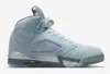 Klädskor utomhus sneakers foto blå fotboll grå metallisk silver vit autentisk 5 hög og wmns blåfågel med låda