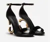 Sandals Shoes High Heels Sandalias Summer Luxury Patent Leather For Women Pop Heel Gold-Plated Carbon Excellent Quality Lady Sexy