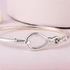 Högkvalitet 100 925 Sterling Silver Infinity Knot Bangle for European Style Charms och Beads241Z9566402