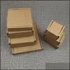 Cadeau cadeau 50pcs boîte de carton épais papier kraft petit emballage cadeau naturel brun carton bijoux vierge ondulé 220427 Drop Deliv Dhhit