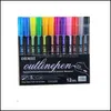 Маркеры 12 цветов двойной линейки Metallic Colline Out Marker Blitter для Ding Painting Doodling School Art Supplies 211104 DR DHTMB